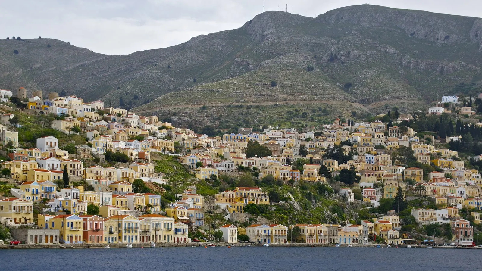 Colorful harbor houses, original colors
